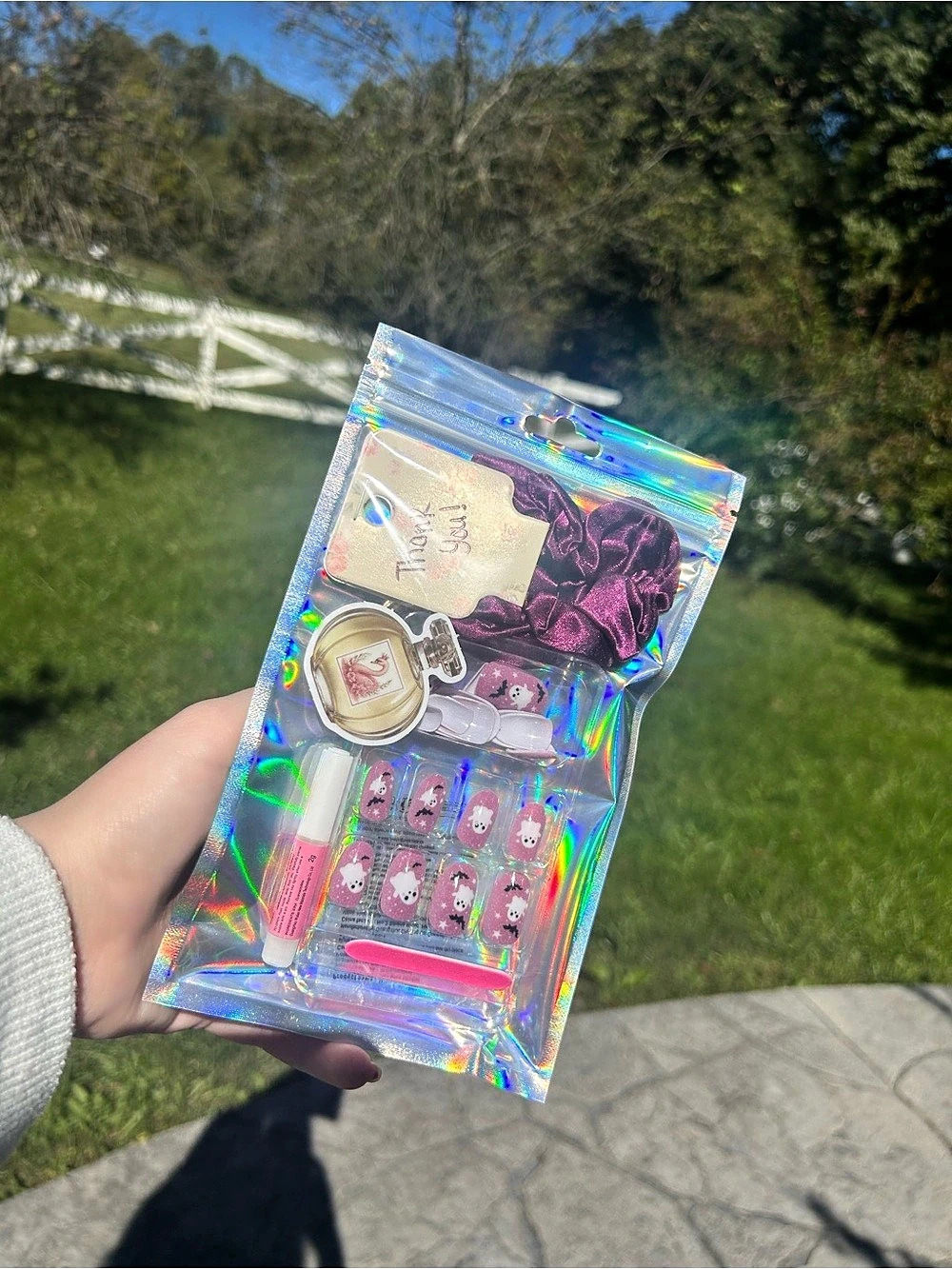 Pink & Purple Press-On Halloween Nail Set NWT